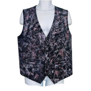 Mens Vest Size XXL 2XL Waistcoat Black Gray Paint Splatter Abstract